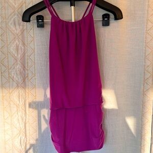 White house black market purple halter top criss cross back